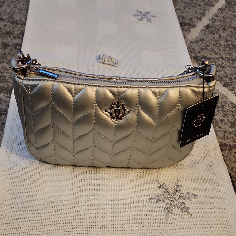 Nanette Lepore Silver Quilted Wristlet